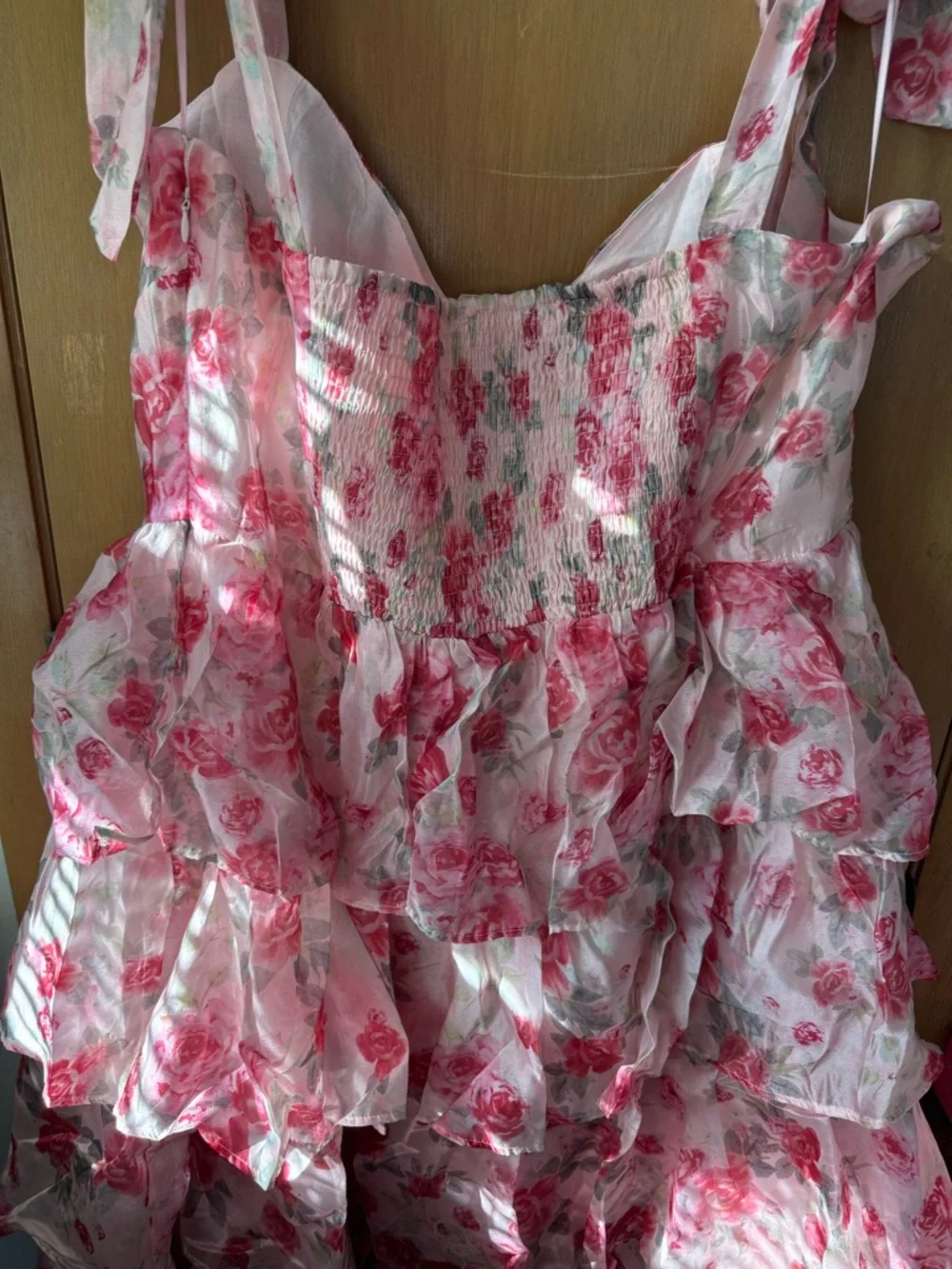 Pink Floral Tiered Midi Dress - One Loved Babe NWT - Picture 3 of 6